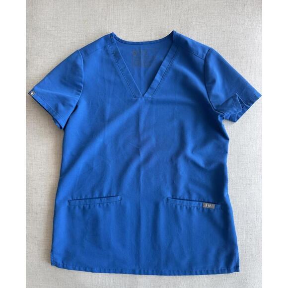 Figs Casma Three-Pocket Scrub Top Royal Blue Size Extra Small - Picture 2 of 4
